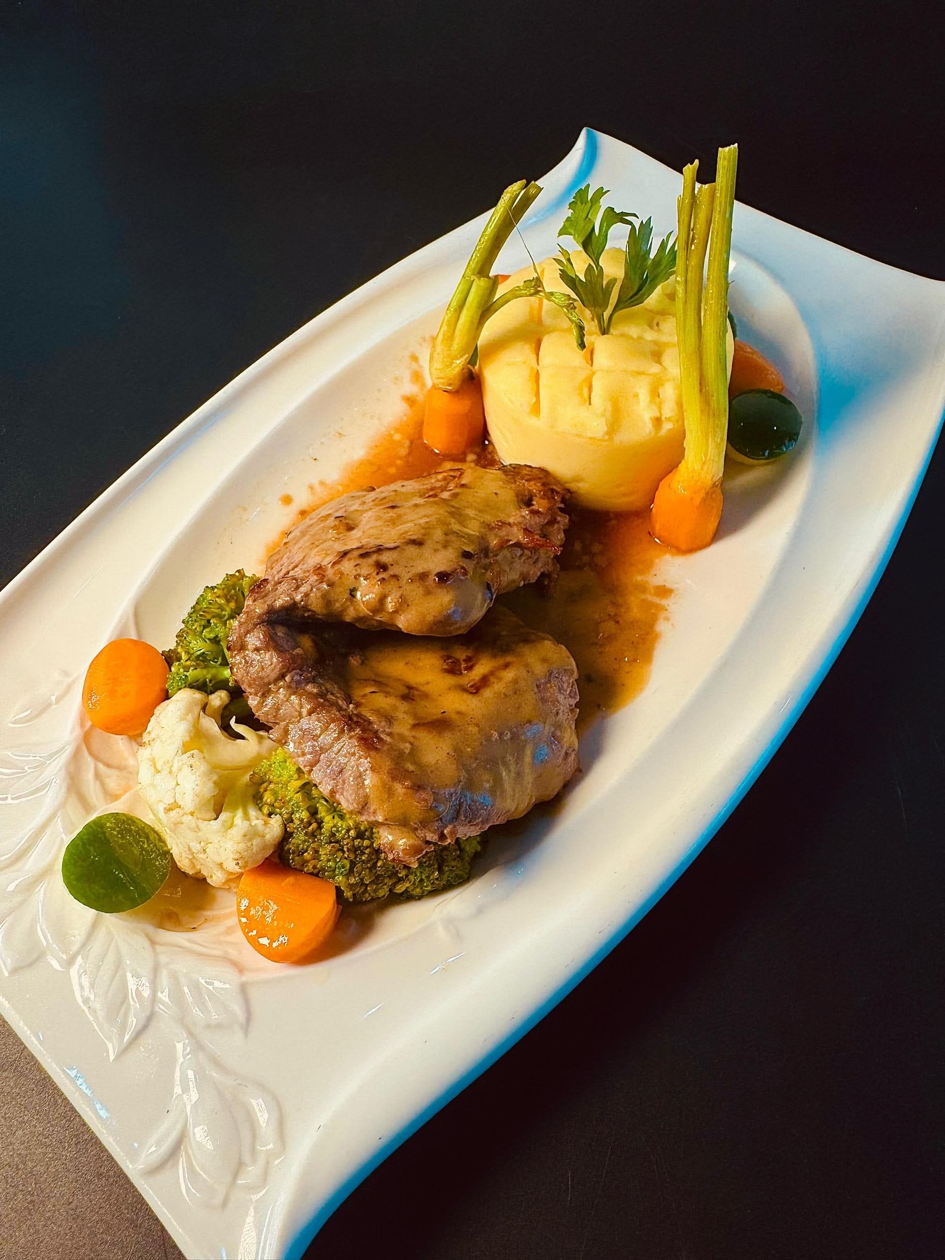 Plated steak